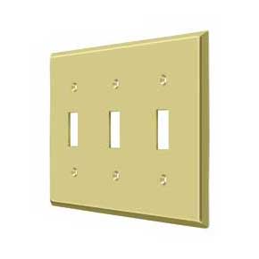 Deltana [SWP4763U3] Solid Brass Wall Switch Plate Cover - Triple Standard - Polished Brass Finish