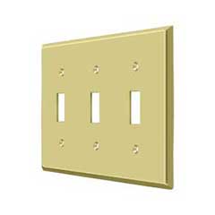 Deltana [SWP4763U3] Solid Brass Wall Switch Plate Cover - Triple Standard - Polished Brass Finish