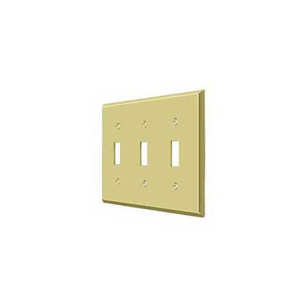 Deltana [SWP4763U3] Solid Brass Wall Switch Plate Cover - Triple Standard - Polished Brass Finish