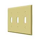 Deltana [SWP4763U3] Solid Brass Wall Switch Plate Cover - Triple Standard - Polished Brass Finish
