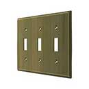 Deltana [SWP4763U5] Solid Brass Wall Switch Plate Cover - Triple Standard - Antique Brass Finish