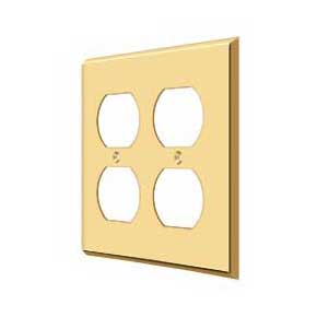 Deltana [SWP4771CR003] Solid Brass Wall Plug Plate Cover - Quadruple Outlet - Polished Brass (PVD) Finish