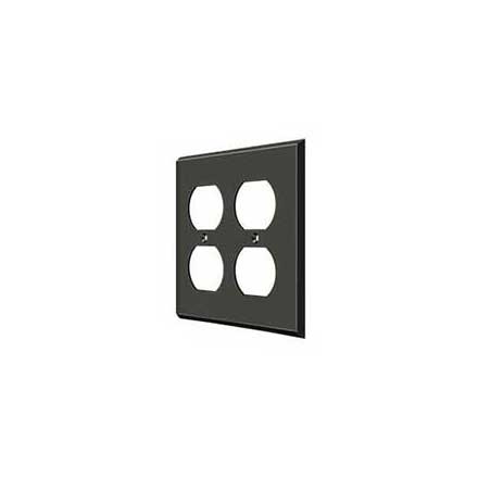 Deltana [SWP4771U10B] Solid Brass Wall Plug Plate Cover - Quadruple Outlet - Oil Rubbed Bronze Finish