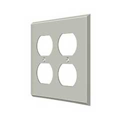 Deltana [SWP4771U15] Solid Brass Wall Plug Plate Cover - Quadruple Outlet - Brushed Nickel Finish