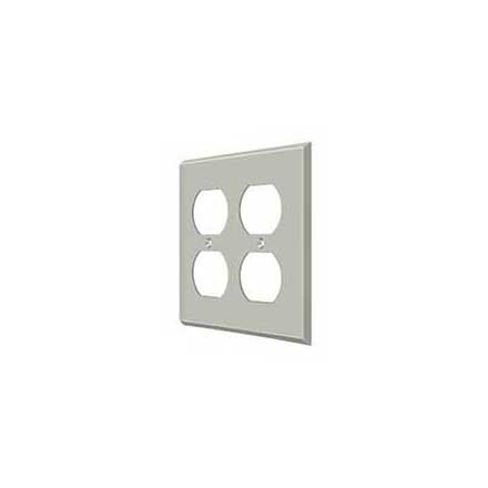 Deltana [SWP4771U15] Solid Brass Wall Plug Plate Cover - Quadruple Outlet - Brushed Nickel Finish
