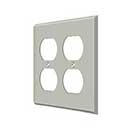 Deltana [SWP4771U15] Solid Brass Wall Plug Plate Cover - Quadruple Outlet - Brushed Nickel Finish