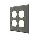 Deltana [SWP4771U15A] Solid Brass Wall Plug Plate Cover - Quadruple Outlet - Antique Nickel Finish