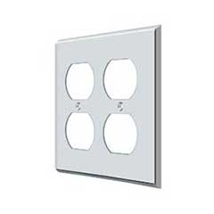 Deltana [SWP4771U26] Solid Brass Wall Plug Plate Cover - Quadruple Outlet - Polished Chrome Finish