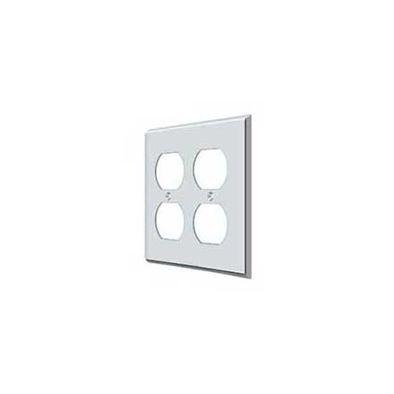 Deltana [SWP4771U26] Solid Brass Wall Plug Plate Cover - Quadruple Outlet - Polished Chrome Finish