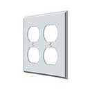 Deltana [SWP4771U26] Solid Brass Wall Plug Plate Cover - Quadruple Outlet - Polished Chrome Finish