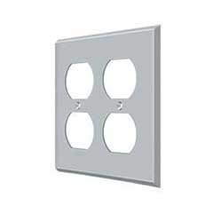 Deltana [SWP4771U26D] Solid Brass Wall Plug Plate Cover - Quadruple Outlet - Brushed Chrome Finish