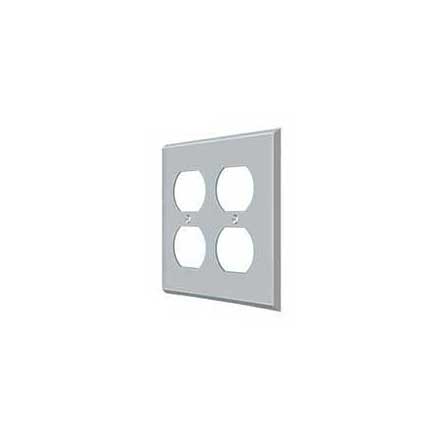 Deltana [SWP4771U26D] Solid Brass Wall Plug Plate Cover - Quadruple Outlet - Brushed Chrome Finish