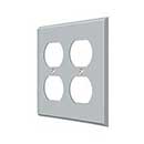 Deltana [SWP4771U26D] Solid Brass Wall Plug Plate Cover - Quadruple Outlet - Brushed Chrome Finish