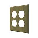 Deltana [SWP4771U5] Solid Brass Wall Plug Plate Cover - Quadruple Outlet - Antique Brass Finish
