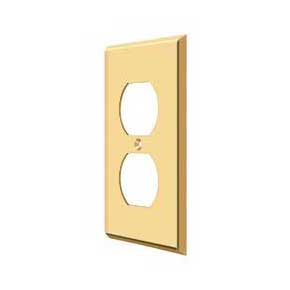 Deltana [SWP4752CR003] Solid Brass Wall Plug Plate Cover - Double Outlet - Polished Brass (PVD) Finish