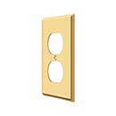 Deltana [SWP4752CR003] Solid Brass Wall Plug Plate Cover - Double Outlet - Polished Brass (PVD) Finish
