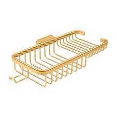 Deltana [WBR1051HCR003] Solid Brass Bathroom Wire Basket - Deep &amp; Shallow Rectangular w/ Hook - Polished Brass (PVD) Finish - 10 3/8&quot; L