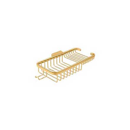 Deltana [WBR1051HCR003] Solid Brass Bathroom Wire Basket - Deep &amp; Shallow Rectangular w/ Hook - Polished Brass (PVD) Finish - 10 3/8&quot; L