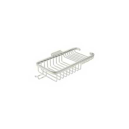 Deltana [WBR1051HU14] Solid Brass Bathroom Wire Basket - Deep &amp; Shallow Rectangular w/ Hook - Polished Nickel Finish - 10 3/8&quot; L