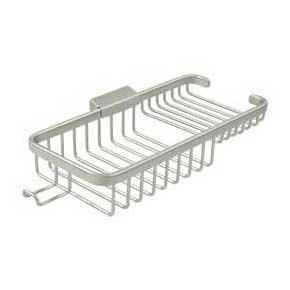 Deltana [WBR1051HU15] Solid Brass Bathroom Wire Basket - Deep & Shallow Rectangular w/ Hook - Brushed Nickel Finish - 10 3/8" L