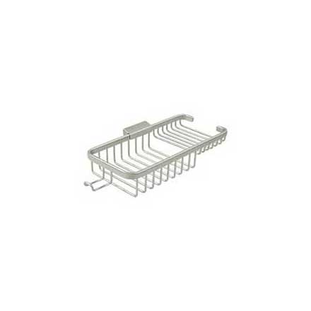 Deltana [WBR1051HU15] Solid Brass Bathroom Wire Basket - Deep &amp; Shallow Rectangular w/ Hook - Brushed Nickel Finish - 10 3/8&quot; L