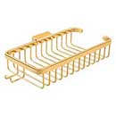 Deltana [WBR1052HCR003] Solid Brass Bathroom Wire Basket - Shallow Rectangular w/ Hook - Polished Brass (PVD) Finish - 10 3/8&quot; L
