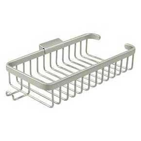 Deltana [WBR1052HU15] Solid Brass Bathroom Wire Basket - Shallow Rectangular w/ Hook - Brushed Nickel Finish - 10 3/8" L