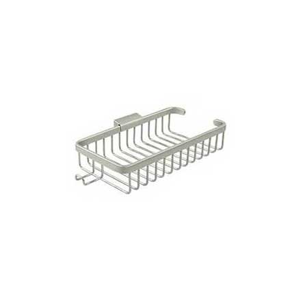Deltana [WBR1052HU15] Solid Brass Bathroom Wire Basket - Shallow Rectangular w/ Hook - Brushed Nickel Finish - 10 3/8" L