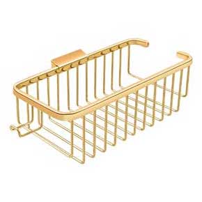 Deltana [WBR1054HCR003] Solid Brass Bathroom Wire Basket - Deep Rectangular w/ Hook - Polished Brass (PVD) Finish - 10 3/8" L