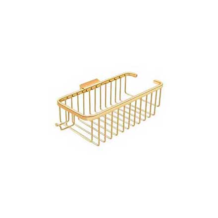 Deltana [WBR1054HCR003] Solid Brass Bathroom Wire Basket - Deep Rectangular w/ Hook - Polished Brass (PVD) Finish - 10 3/8&quot; L