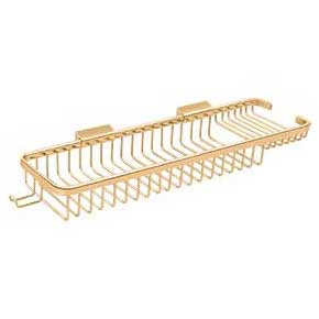 Deltana [WBR1850HCR003] Solid Brass Bathroom Wire Basket - Deep & Shallow Rectangular w/ Hook - Polished Brass (PVD) Finish - 17 3/4" L