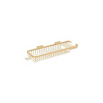 Deltana [WBR1850HCR003] Solid Brass Bathroom Wire Basket - Deep &amp; Shallow Rectangular w/ Hook - Polished Brass (PVD) Finish - 17 3/4" L