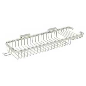 Deltana [WBR1850HU14] Solid Brass Bathroom Wire Basket - Deep & Shallow Rectangular w/ Hook - Polished Nickel Finish - 17 3/4" L