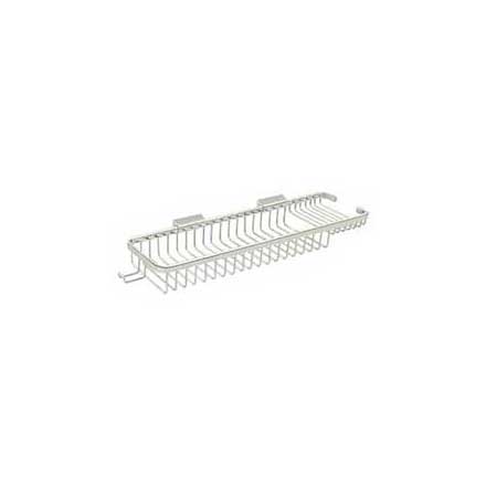Deltana [WBR1850HU14] Solid Brass Bathroom Wire Basket - Deep &amp; Shallow Rectangular w/ Hook - Polished Nickel Finish - 17 3/4&quot; L