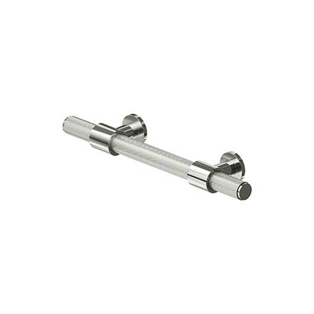 Deltana [KRLP40U14] Solid Brass Cabinet Pull Handle - Knurled Series - Standard Size - Polished Nickel Finish - 4" C/C - 7 1/4" L