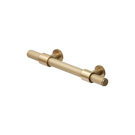 Deltana [KRLP40U4] Solid Brass Cabinet Pull Handle - Knurled Series - Standard Size - Brushed Brass Finish - 4" C/C - 7 1/4" L