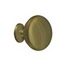 Deltana [KR114U5] Solid Brass Cabinet Knob - Round Series - Antique Brass Finish - 1 1/4" Dia.