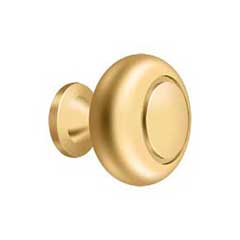 Deltana [KR119CR003] Solid Brass Cabinet Knob - Round w/ Groove Series - Polished Brass (PVD) Finish - 1 1/4&quot; Dia.