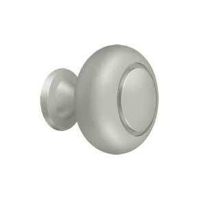 Deltana [KR119U15] Solid Brass Cabinet Knob - Round w/ Groove Series - Brushed Nickel Finish - 1 1/4" Dia.