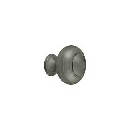 Deltana [KR119U15A] Solid Brass Cabinet Knob - Round w/ Groove Series - Antique Nickel Finish - 1 1/4" Dia.