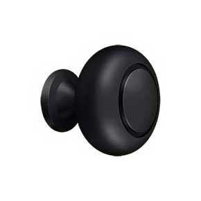 Deltana [KR119U19] Solid Brass Cabinet Knob - Round w/ Groove Series - Paint Black Finish - 1 1/4" Dia.