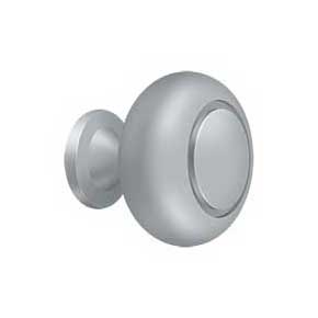 Deltana [KR119U26D] Solid Brass Cabinet Knob - Round w/ Groove Series - Brushed Chrome Finish - 1 1/4" Dia.