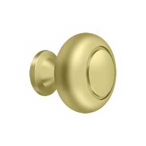 Deltana [KR119U3] Solid Brass Cabinet Knob - Round w/ Groove Series - Polished Brass Finish - 1 1/4" Dia.