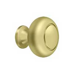 Deltana [KR119U3] Solid Brass Cabinet Knob - Round w/ Groove Series - Polished Brass Finish - 1 1/4&quot; Dia.