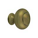 Deltana [KR119U5] Solid Brass Cabinet Knob - Round w/ Groove Series - Antique Brass Finish - 1 1/4&quot; Dia.