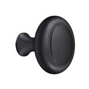 Deltana [KRB175U19] Solid Brass Cabinet Knob - Round w/ Groove Series - Paint Black Finish - 1 3/4" Dia.