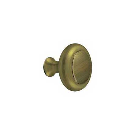 Deltana [KRB175U5] Solid Brass Cabinet Knob - Round w/ Groove Series - Antique Brass Finish - 1 3/4&quot; Dia.