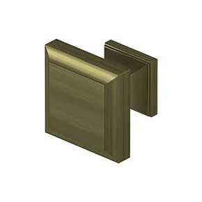 Deltana [KS10U5] Solid Brass Cabinet Knob - Decorative Square Series - Antique Brass Finish - 1 3/16" Sq.