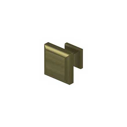 Deltana [KS10U5] Solid Brass Cabinet Knob - Decorative Square Series - Antique Brass Finish - 1 3/16&quot; Sq.