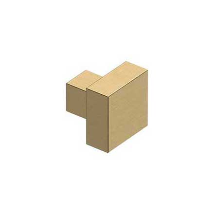 Deltana [KS125U4] Solid Brass Cabinet Knob - Modern Square Series - Brushed Brass Finish - 1 1/4" Sq.